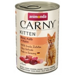 ANIMONDA CARNY KITTEN WOŁOWINA + CIELĘCINA + KURCZAK PUSZKA 400G